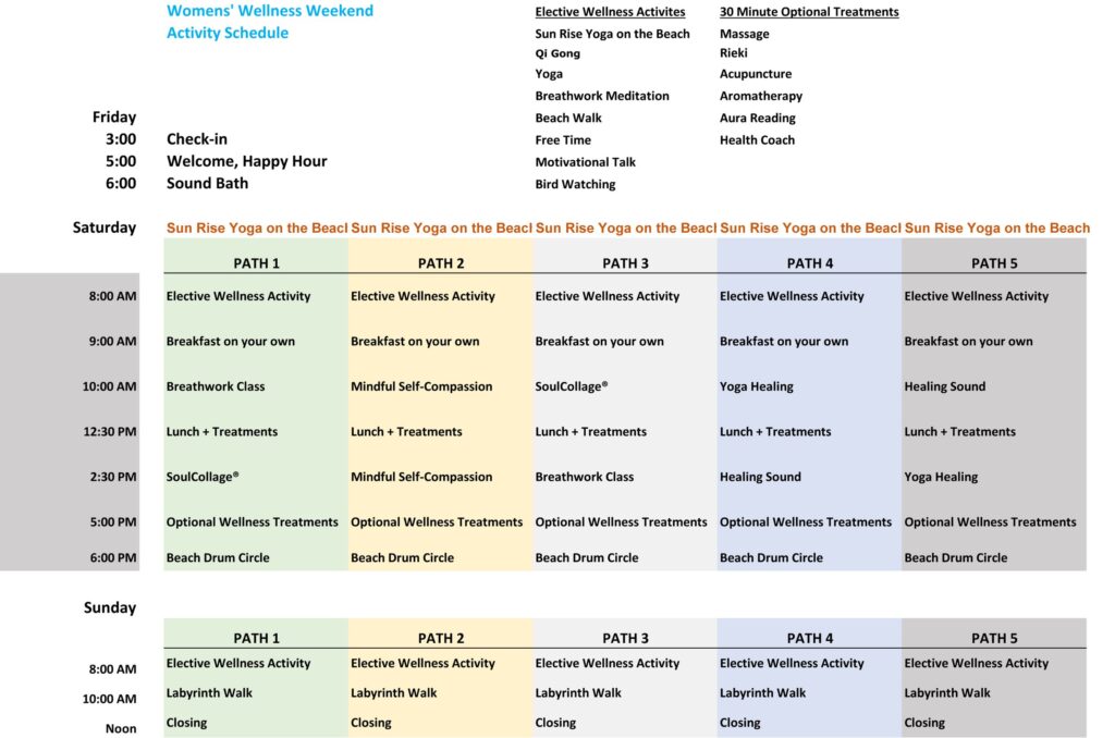 Women's Wellness Weekend 2024 Schedule